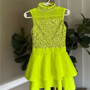 Weissman Girls Dance Tutu Costume Yellow Sequin Recital Dress 7/8
